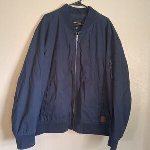 Lucky Brand Full Zip Cotton Bomber Jacket XXL Navy Blue Utilitarian Transitional